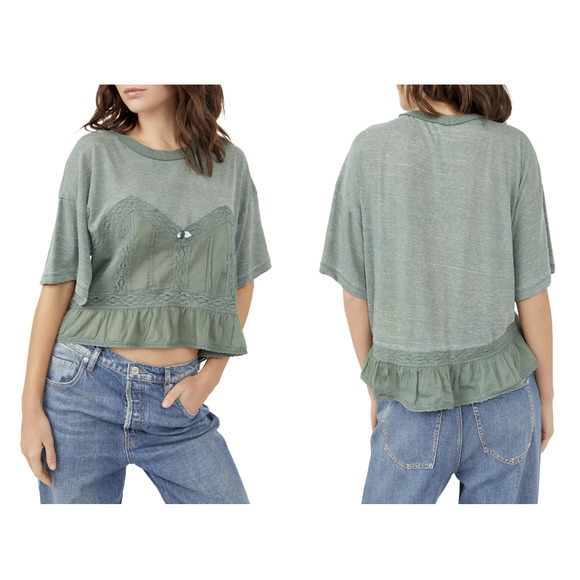 Free People Tops - Free People Fall in Love Tee Washed Army